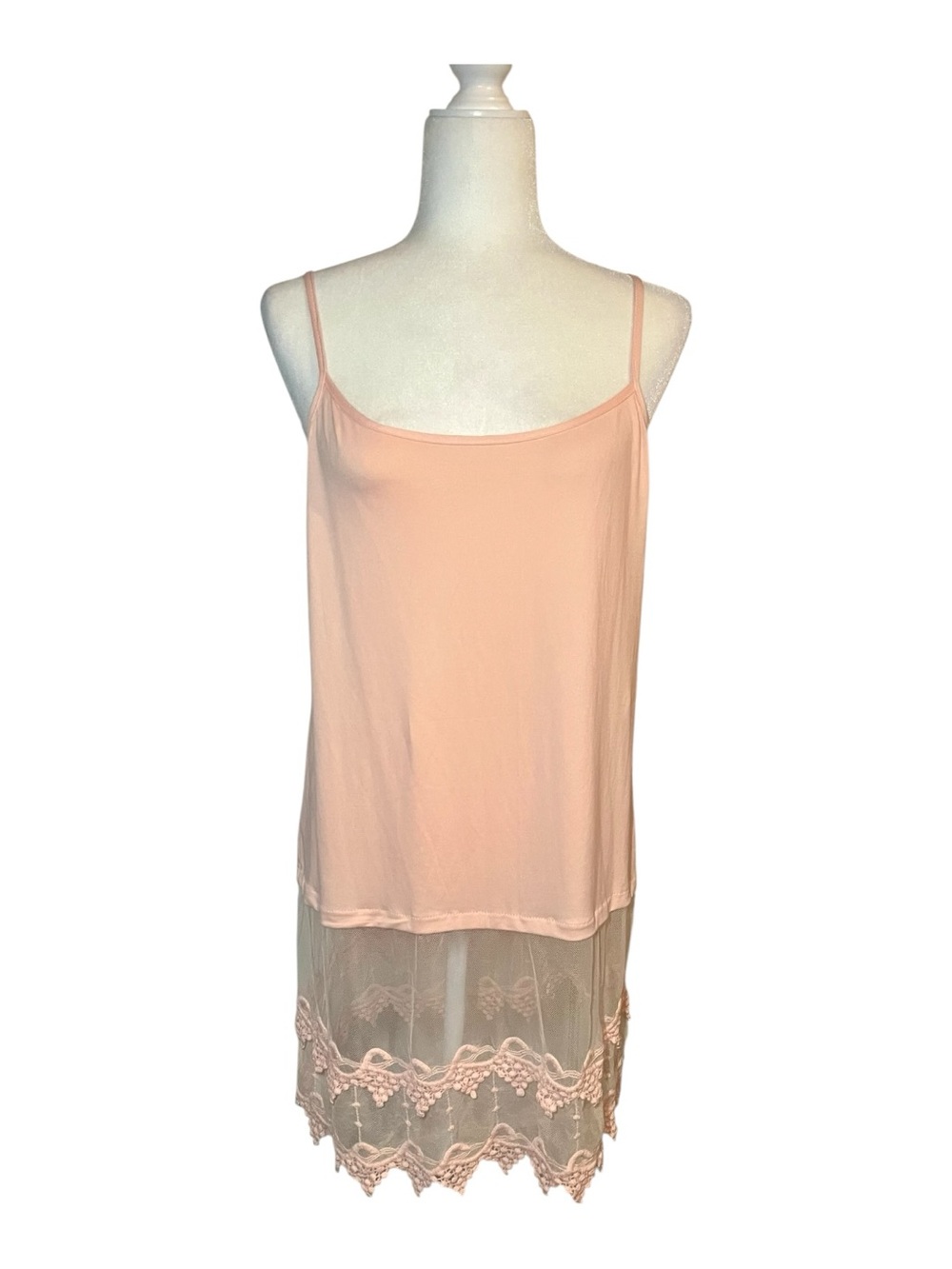 NWT Perfectly Boho Babe Boutique Lace Trim Camisole Slip Women’s XL Peach Pink